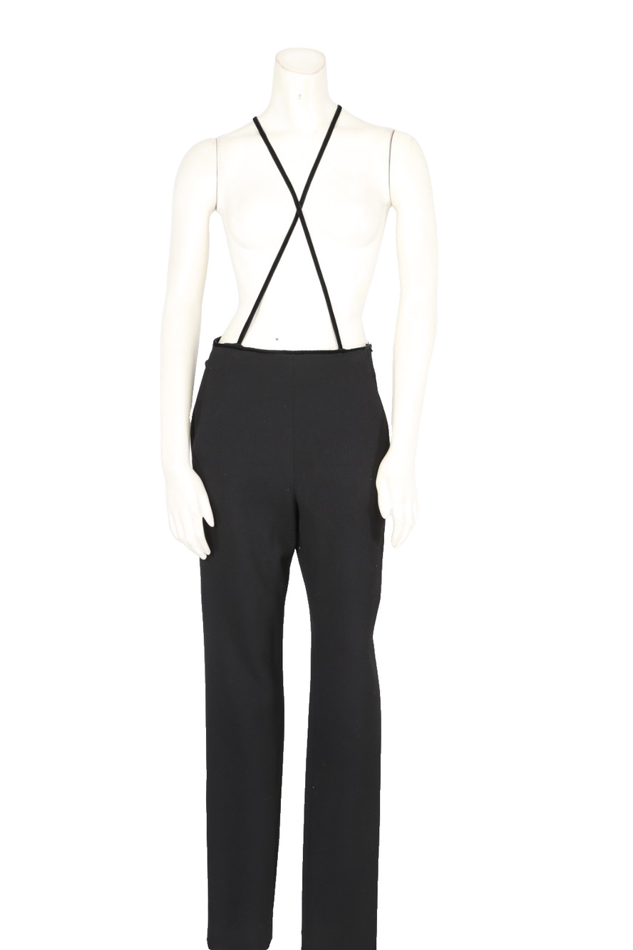 Maje Paris Black High Rise Suspenders Tailored Straight Leg Trousers Pants FR 36